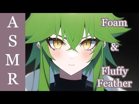 [ASMR] Shaving Foam & Fluffy Feather & Japanese Onomatopoeia