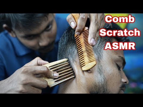 Sculp Scratching ASMR Massage With Wooden Comb | ASMR Comb Head Massage | ASMR Neck Cracking Massage