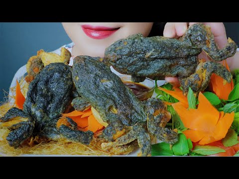 ASMR EATING FRIED WHOLE FROG EXOTIC FOOD EXTREME CRUNCHY EATING SOUNDS | LINH-ASMR