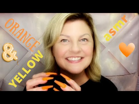 ASMR Orange and Yellow Triggers Featuring Long Orange Nails, Scratching, Tapping 🧡⚡