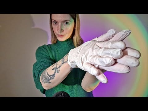 ASMR hand sounds with gloves and tongue clicking   personal attention for sleep, study, work