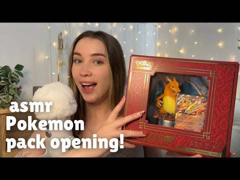 ASMR Pokemon pack opening (Charizard ex Super-Premium Collection, 10 booster packs) soft spoken