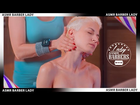 💈 Blonde on Massage Chair. ASMR Neck Massage by Lady Barber Marta