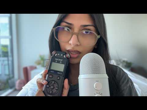 asmr tascam VS blue yeti 🤪 | mouth sounds, mic touching, mic brushing, & trigger words