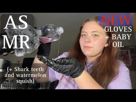 ASMR new ODEN nitrile gloves 🧤 +watermelon squish and shark teeth 🦷