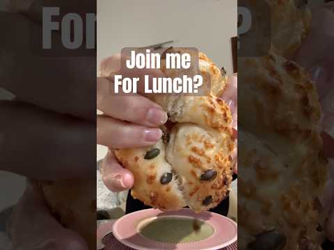 Soup and some cheesy, seedy Hungarian bread to dunk #asmr