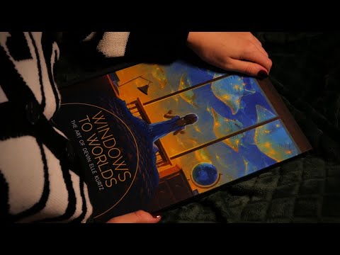 ASMR | show & tell of a magical art book ✨ | fireplace sounds • tracing • tapping • whispering