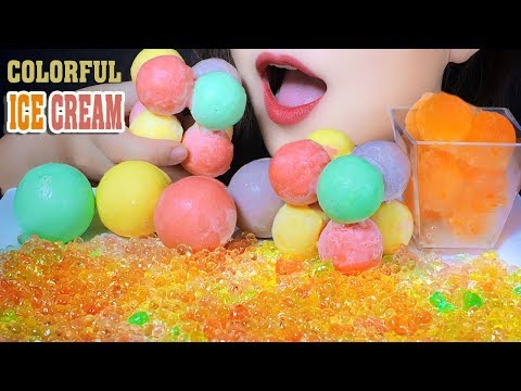 ASMR COLORFUL ICE CREAM BALL AND JELLY TINY BALL EATING SOUNDS | LINH-ASMR