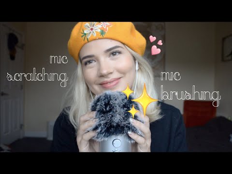 asmr ♡ microphone scratching & brushing | fluffy, foam, regular mic