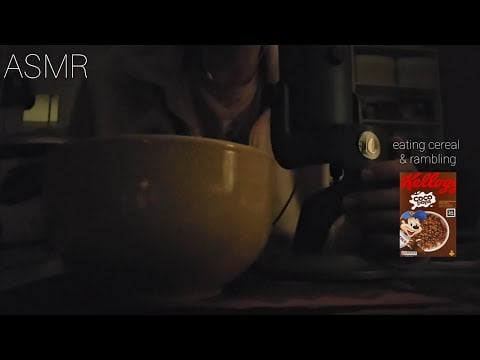 ASMR cozy late night cereal eating! (crunchy eating sounds + whispered rambling)