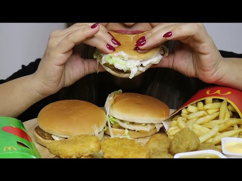 ASMR MCDONALDS FEAST CHICKEN BURGER / FRIES / NUGGETS / CHEESEBALLS / MUKBANG / CREMA ASMR #asmr