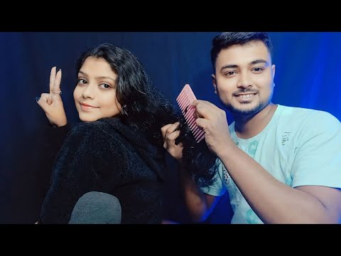 ASMR Hair Play | Hair brushing, Oil Massage, Spray Sounds Scalped Massage With Relaxing Back Massage