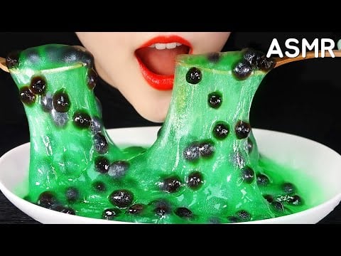 EDIBLE SLIME ASMR TAPIOCA PEARLS ASMR TAPIOCA BOBA MUKBANG ASMR SLIME JELLY RECIPE 🐸