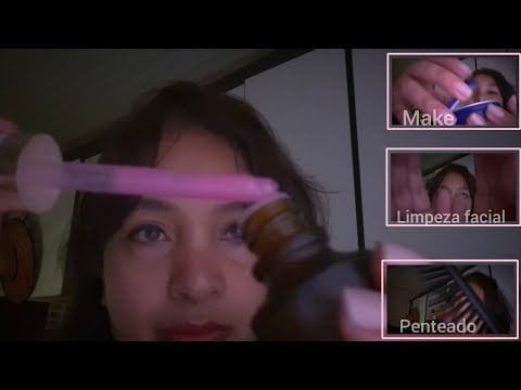 ASMR Te preparando para o Dia do casamento: Limpeza Facial, Cabelo e penteado, maquiagem, fala suave