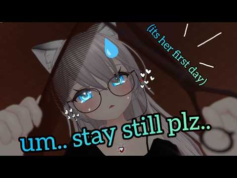 shy hair stylist's first day.. (shes trying her best) | asmr