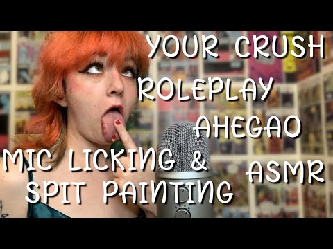 ASMR CRUSH ROLEPLAY SPIT PAINTING 👁👅👁 MIC LICKING