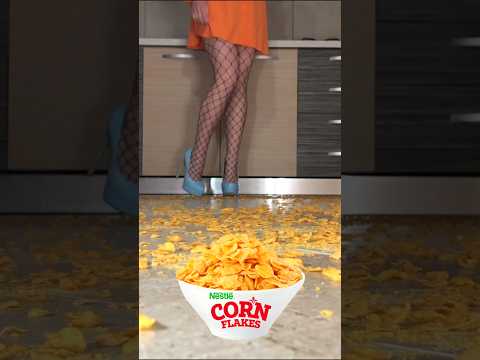 High Heels Crushing Food: Pea vs. CornFlakes! Oddly Satisfying ASMR
