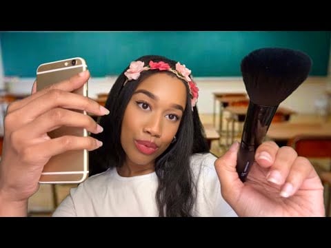 ASMR Girl Who’s Obsessed with 2016 Gives You a Makeover in Class 💄✨ ASMR Make-up Application