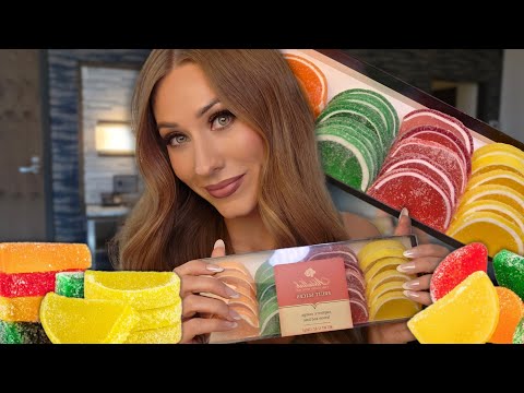 ASMR | Trying Gourmet Jelly Fruit Slices In Hotel Room 🍋✨ Soft & Chewy Mukbang