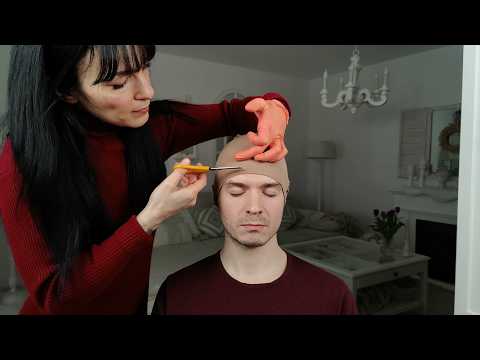 No Hair Hairdresser - Combing, Cutting, Blow Drying, Styling (ASMR)