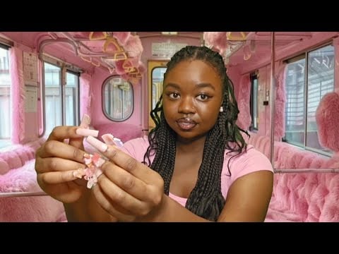 Personal Attention ASMR | Talkative Girl Braids Your Invisible Hair in a Pink Metro 🩷✨