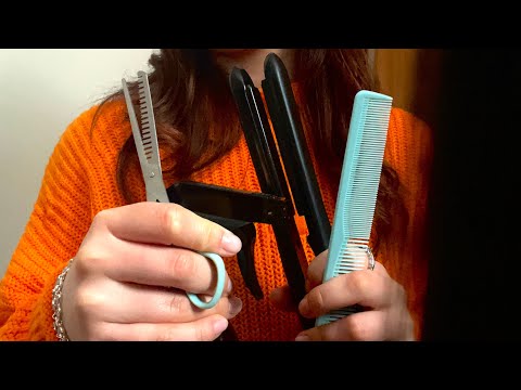 ASMR hair salon 💇‍♀️🎀fast & aggressive haircut, spray sound, straightening & brushing🥰