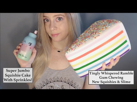 ASMR Gum Chewing | Close Whispered Ramble | Jumbo Squishie Haul