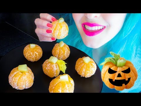 ASMR: Fruity Clementine Pumpkins | Halloween Snack ~ Relaxing Eating Sounds [No Talking|V] 😻