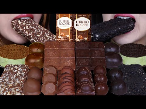 ASMR MILK VS DARK CHOCOLATE FERRERO ROCHER BARS, CAKE ICE CREAM BARS, MARSHMALLOW, OREO SANDWICH 먹방