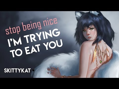 🐺 Tsundere Wolf ASMR || I'm Trying to Eat You! [F4A] Headpats, Fluffy Scritchies, Night SFX, Comfy