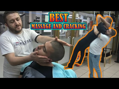 ASMR BARBER & NECK - BACK CRACK & EAR BURN & foot,back,ear,neck,face,head,ax,roller,hammer massage