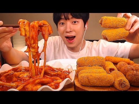 MUKBANG|신메뉴 뿌링핫도그와 신전떡볶이 조합 먹방|치즈볼,치즈스틱|Tteokbokki, BHC  hot dog EATING SOUNDS[SIO ASMR 시오]