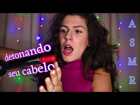 ASMR | CABELEIREIRA NOVATA ENROLA SEU CABELO