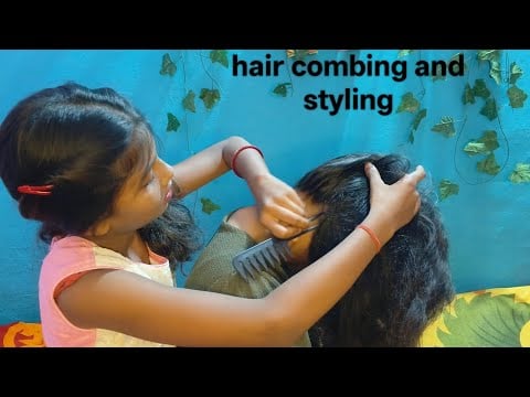 Asmr Soothing hair combing with different type of combs and hairstyling..💆😌