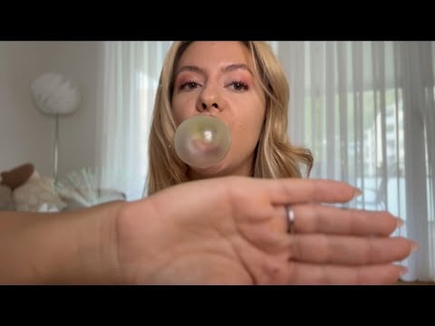 ASMR 💗 Come Blow Bubbles With Me! 🎾 Tennis Bubble Gum & Mouth Covering | 1 Year on YouTube🎉