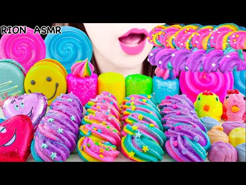 【ASMR】MERINGUE LOLLIPOP,SHERBET,SUGAR COVERED MARSHMALLOW,FROZEN CHOCOLATE MUKBANG 먹방 EATING SOUNDS