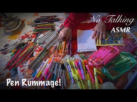 ASMR Pen Rummage! (No talking version) Organizing & testing all my pens & pencils~looped 1X