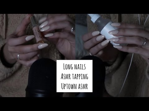 Minimal Talking ASMR LONG NAILS Tapping on Glass, Metal, Plastic Bottles/Objects | UPTOWN ASMR