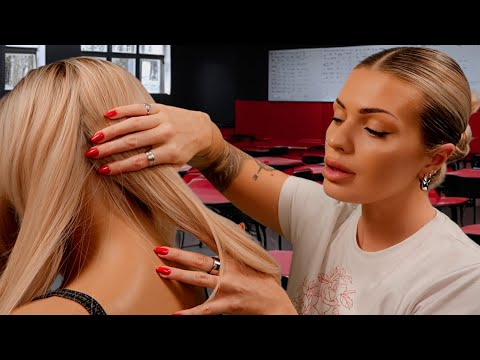ASMR Girl Plays With Your Hair + back tracing in class ❤️ (roleplay)
