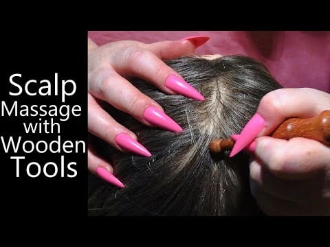 ASMR Relaxing Scalp Massage for Headache Relief | Wooden Tools, Scalp Scratching, Whisper, Hair Play