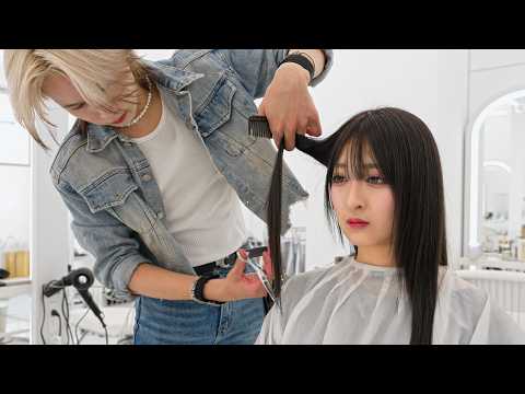 (ASMR) Beautiful Japanese Lady Gets Professional Haircut from Top Stylist in Tokyo, Japan