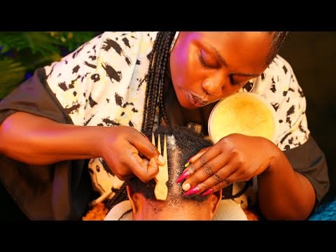 Asmr✨Super attentive Hair Parting, scalp greasing,hand picking hair crust, Deep nape massage No Talk