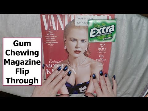 ASMR Gum Chewing Magazine Flip Through. Whispered.  Fall Asleep Fast