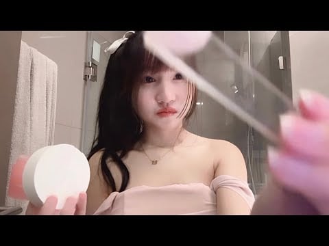 asmr prepare face before sleeping 🪄☁️