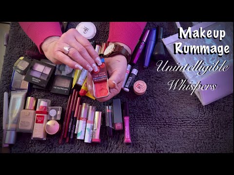 ASMR Request/Makeup rummage (Unintelligible whispers) Heavy plastic makeup bag.