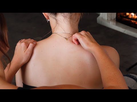 (Whispering version) ASMR warming CBD massage with crackling fire