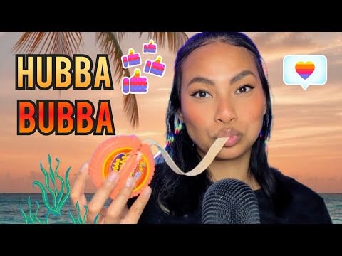 ASMR Chewing Tangy Tropical Hubba Bubba Bubble Tape , AMAZING Mouth Sounds , ASMR Tingles 
