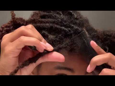 ASMR Combing Build-up Out My Locs (hair combing,whispers)