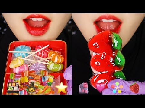 JAPANESE CANDY ASMR CANDIED JELLY ASMR JELLY TANGHULU ASMR EMOJI FOOD ASMR 🍱