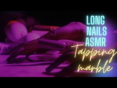 ASMR | LONG NAILS TAPPING MARBLE while it RAINS at 100% Sensitivity (no talking)